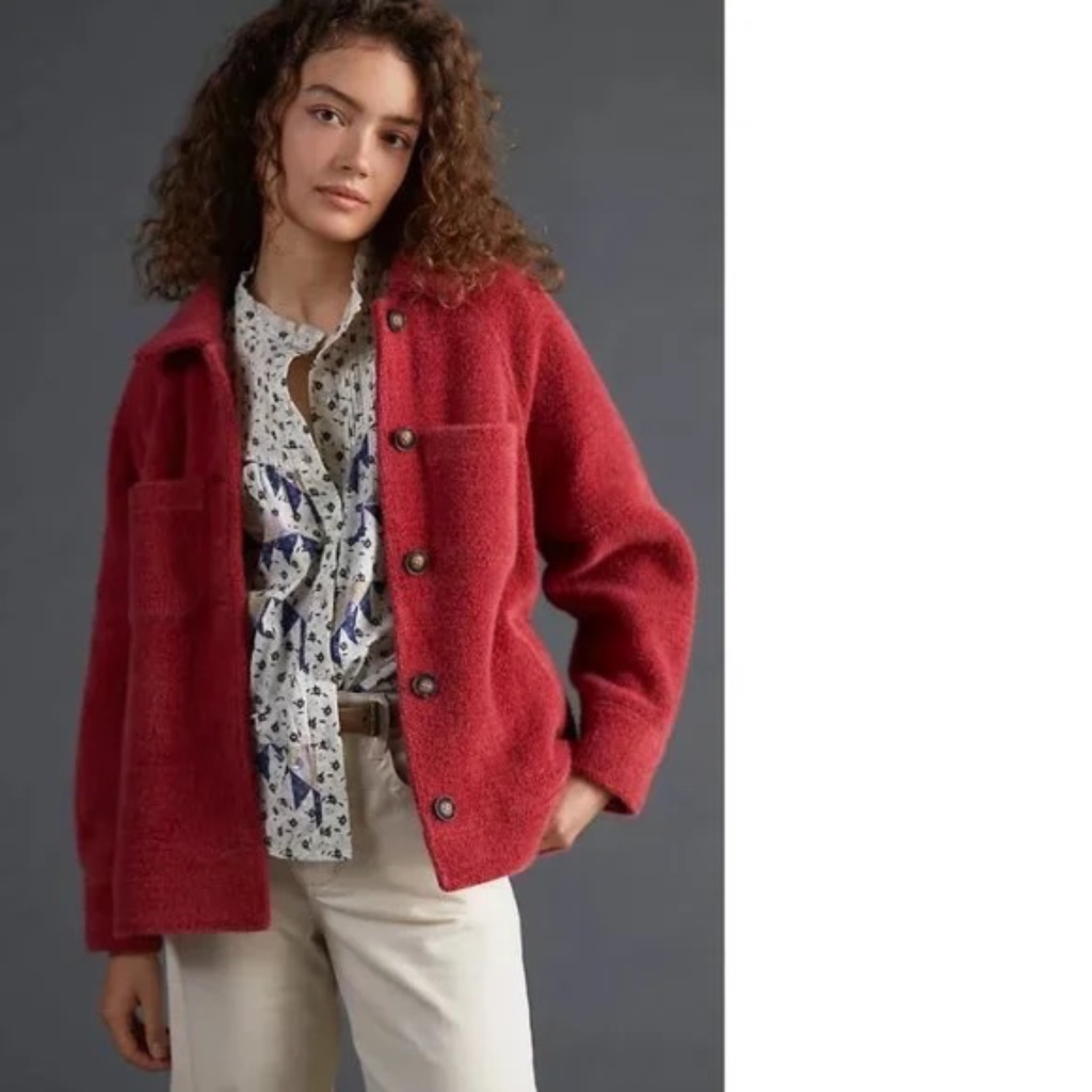 Anthropologie Shirt Jacket Size Xl Red Excellent Condition